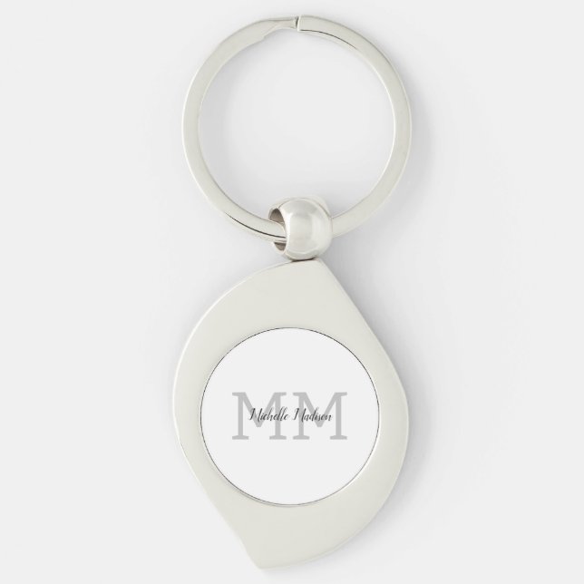 Monogrammed Modern Handwriting Name Initials Keychain (Front)