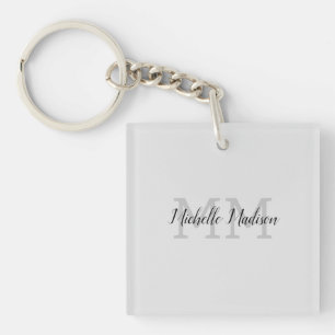 Monogrammed Modern Handwriting Name Initials Keychain