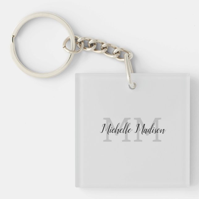 Monogrammed Modern Handwriting Name Initials Keychain (Front)