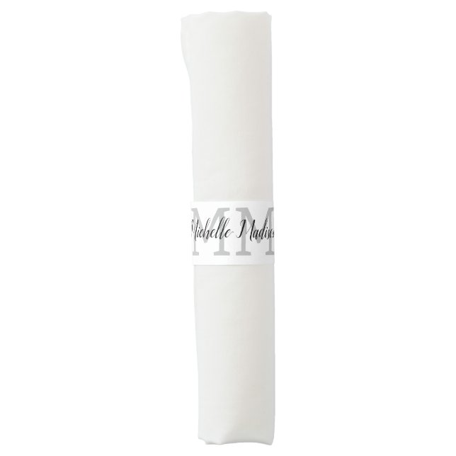 Monogrammed Modern Handwriting Name Initials Napkin Bands (Front)