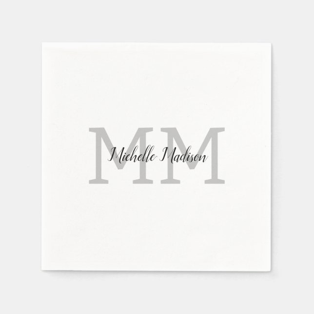 Monogrammed Modern Handwriting Name Initials Napkins (Front)