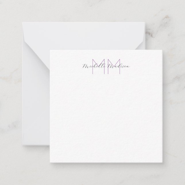 Monogrammed Modern Handwriting Name Initials Note Card (Front)