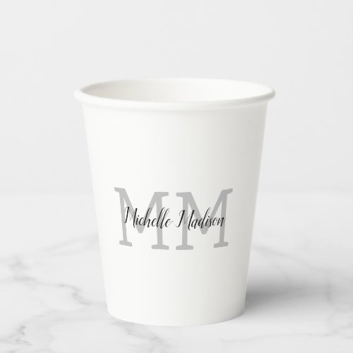 Monogrammed Modern Handwriting Name Initials Paper Cups