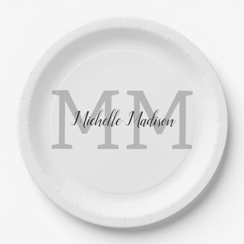 Monogrammed Modern Handwriting Name Initials Paper Plates