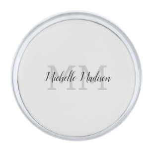 Monogrammed Modern Handwriting Name Initials Silver Finish Lapel Pin