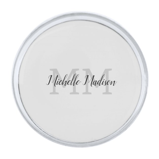 Monogrammed Modern Handwriting Name Initials Silver Finish Lapel Pin (Front)