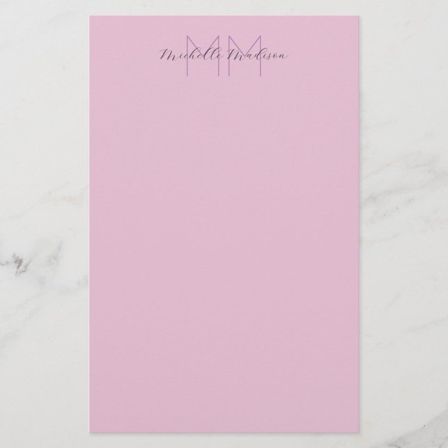 Monogrammed Modern Handwriting Name Initials Stationery (Front)
