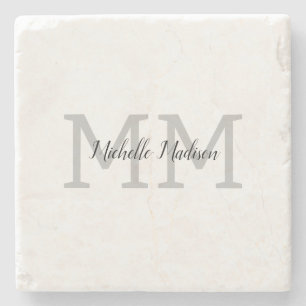 Monogrammed Modern Handwriting Name Initials Stone Coaster
