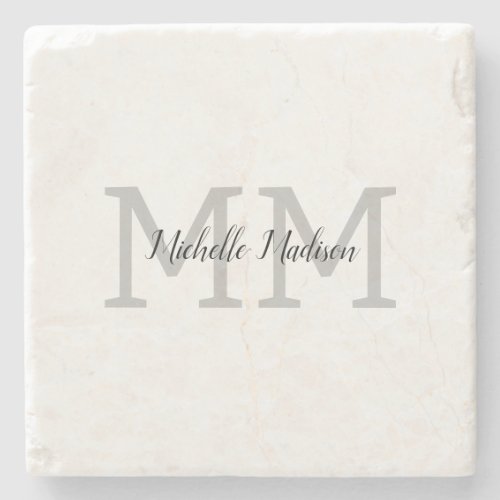 Monogrammed Modern Handwriting Name Initials Stone Coaster