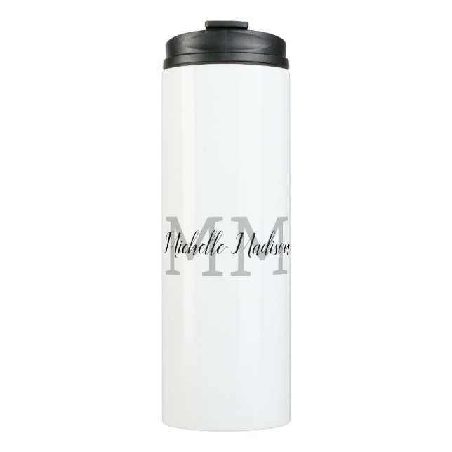 Monogrammed Modern Handwriting Name Initials Thermal Tumbler (Front)