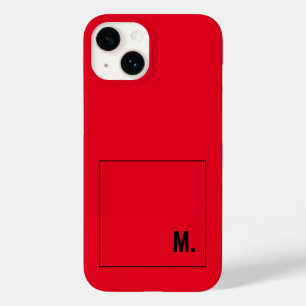 Monogrammed Modern Minimalist Red Black Initial Case-Mate iPhone 14 Case