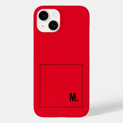 Monogrammed Modern Minimalist Red Black Initial Case_Mate iPhone 14 Case