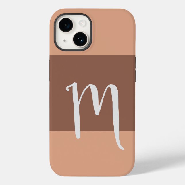 Monogrammed Modern Plain Initial Pastel Case-Mate iPhone Case (Back)