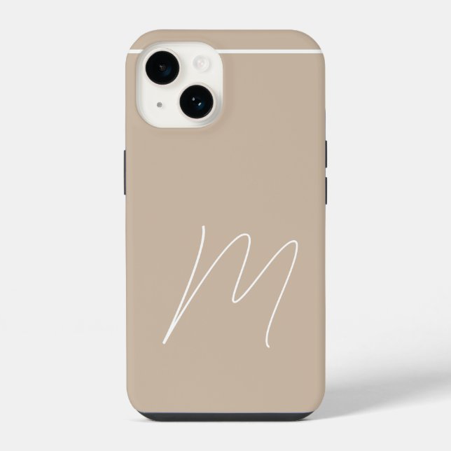 Monogrammed Modern Plain Initial Script Iphone Case (Back)