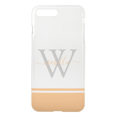 Monogrammed Modern Script Peach iPhone 8 Plus7 Plus Case