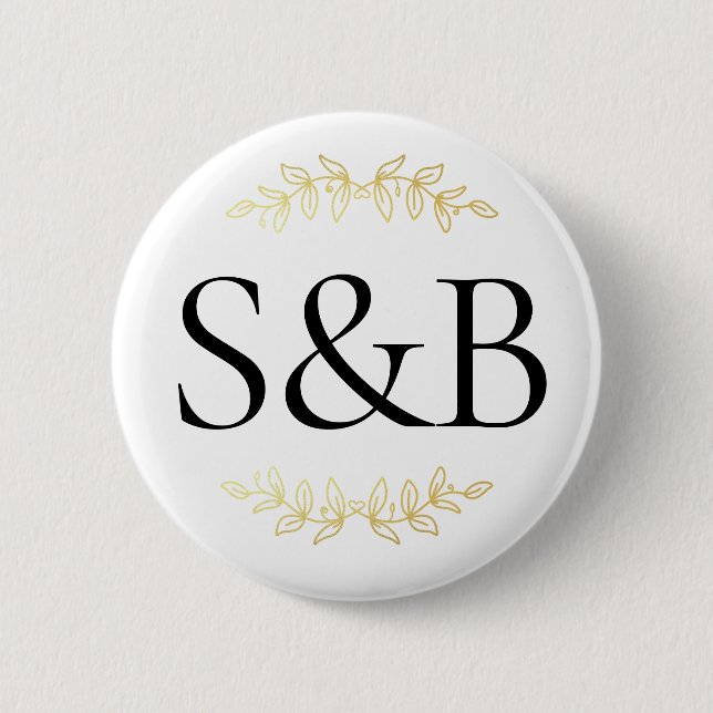 Monogrammed Modern Simple And Minimalist Wedding   Button (Front)