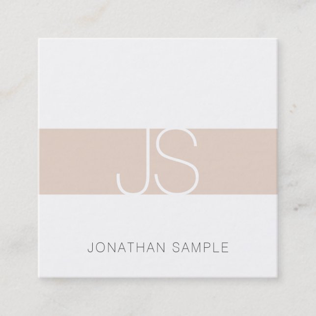 Monogrammed Modern Simple Professional Elegant Square Business Card (Front)