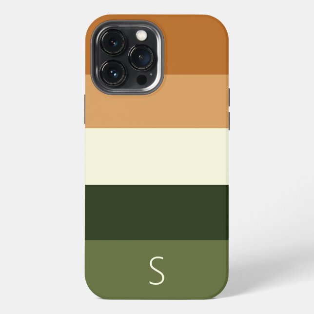 Monogrammed Modern Stripe Pattern Iphone Case (Back)