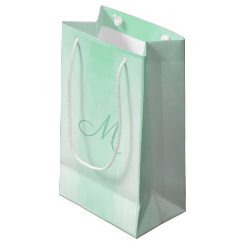 Monogrammed Modern Template Elegant Mint Green Small Gift Bag