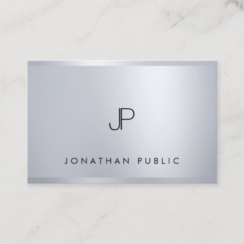 Monogrammed Modern Template Silver Professional Business Card