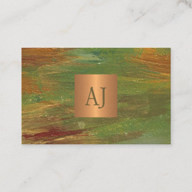Monogrammed modern unique abstract pattern business card (Front)