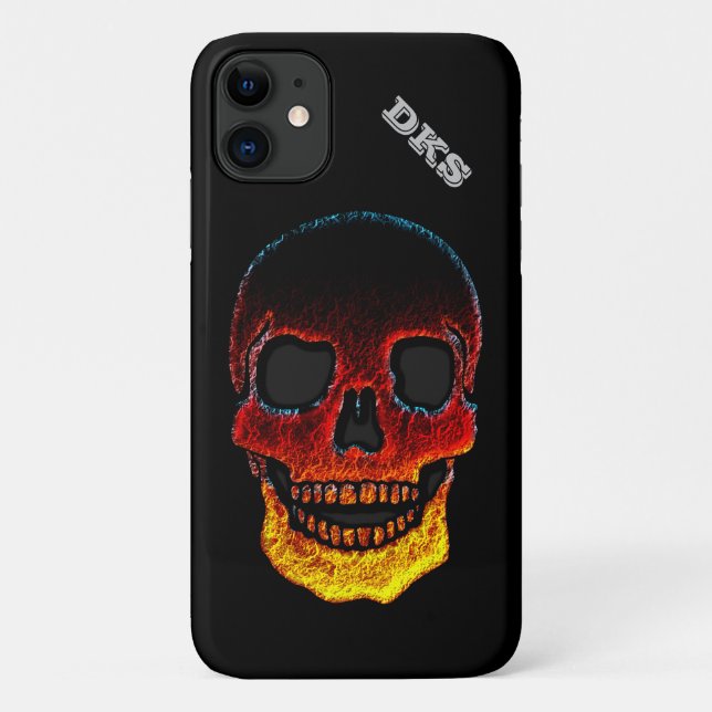 Monogrammed Molten Lava LOOK Skull iPhone 11 Case (Back)