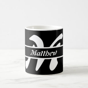 Monogrammed Mug Black White & Grey Gift Coffee Cup