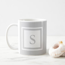 Monogrammed Mug - Gray & White