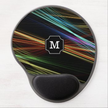 Monogrammed Multicolor Abstract Lines Pattern Gel Mouse Pad by InitialsMonogram at Zazzle