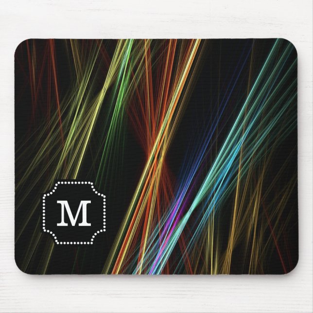 Monogrammed Multicolor Abstract lines Pattern Mouse Pad (Front)