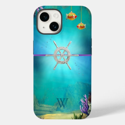 Monogrammed Multicolored Underwater Scene w Fish Case_Mate iPhone 14 Case
