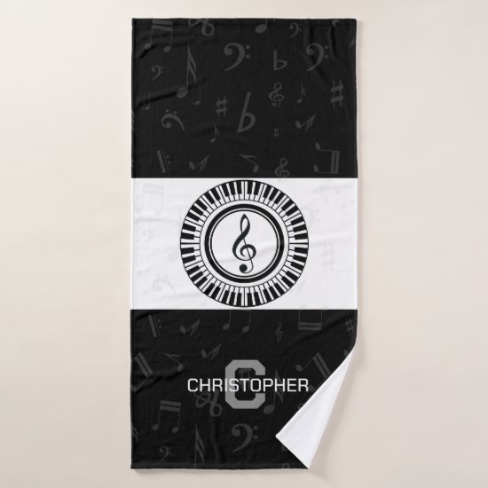 Monogrammed Music Design Bath Towel Set