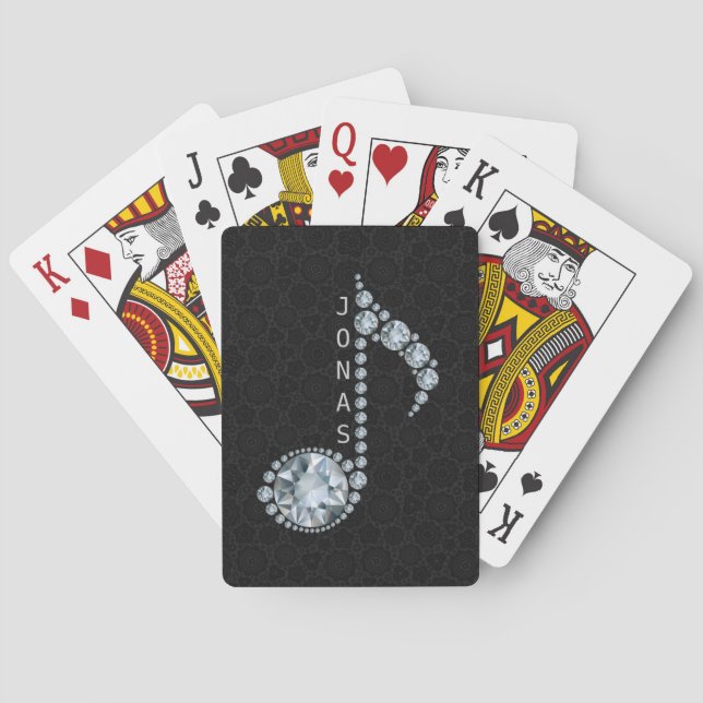 Monogrammed Music Note Poker Cards (Back)