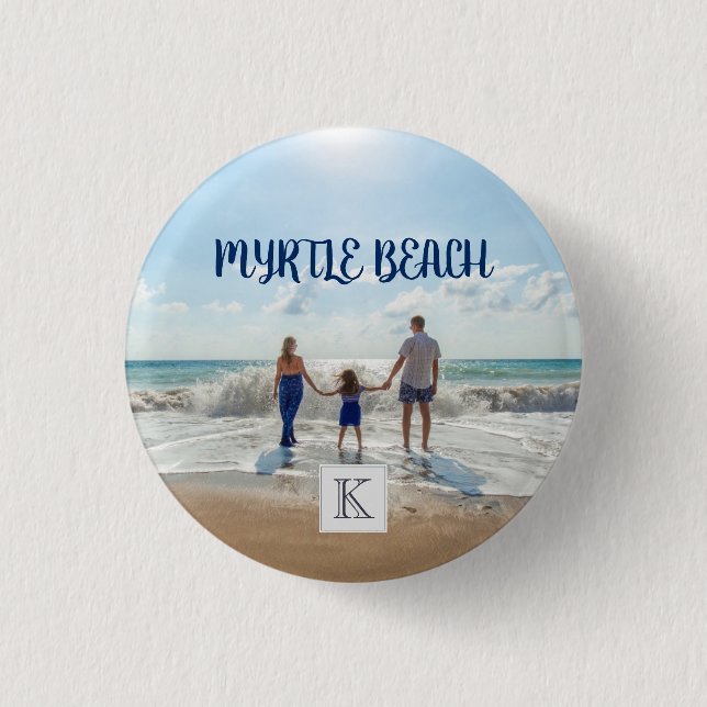 Monogrammed Myrtle Beach Souvenir Sand Surf Button (Front)