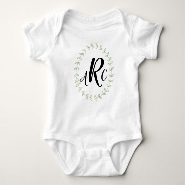 Monogrammed Name baby shower personalized Bodysuit (Front)