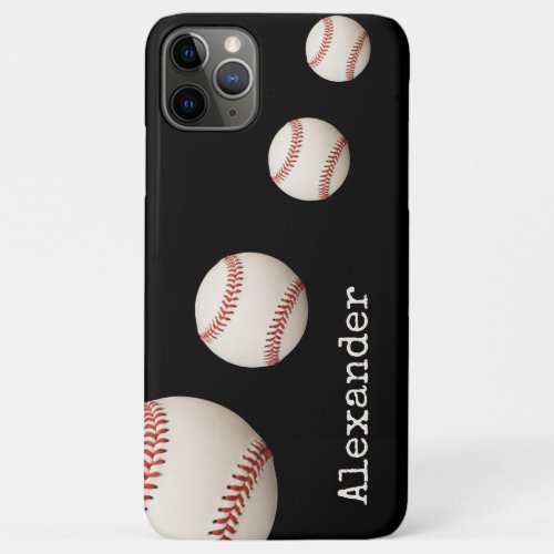 Monogrammed name baseball black sport   iPhone 11 pro max case