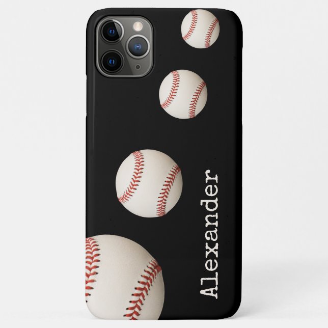 Monogrammed name baseball black sport   Case-Mate iPhone case (Back)