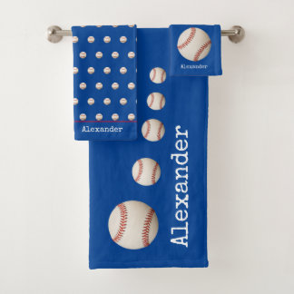 Monogrammed name baseball softball sports bath tow towel set