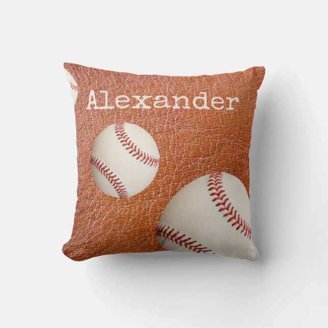 Monogrammed name baseball softball sports   throw pillow (Front)