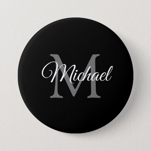 Monogrammed Name Black Personalized Template Large Button