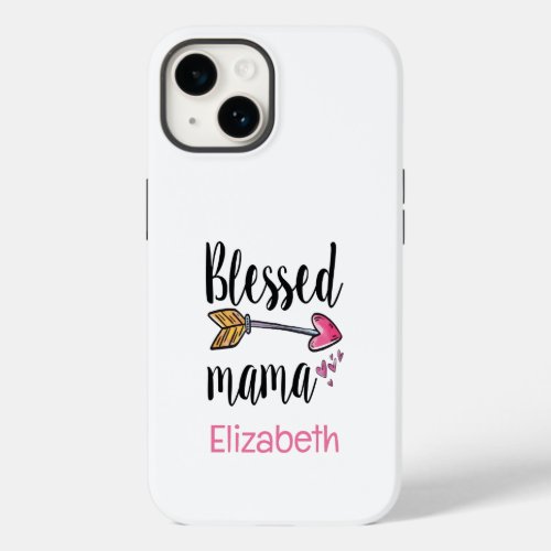 Monogrammed Name Blessed Mama Gift for Mom  Case_Mate iPhone 14 Case
