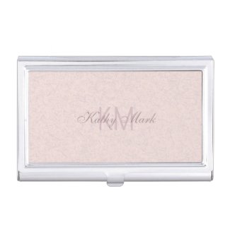 Monogrammed Name Business Office Almond Pearl Pink