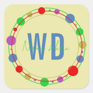 Monogrammed Name Colorful Circles Tan Yellow