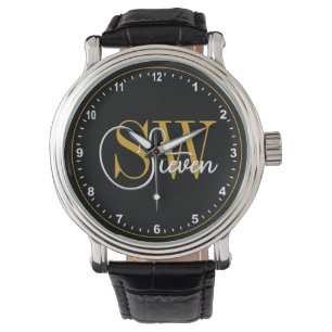 Monogrammed Name & Dark Modern Signature Watch
