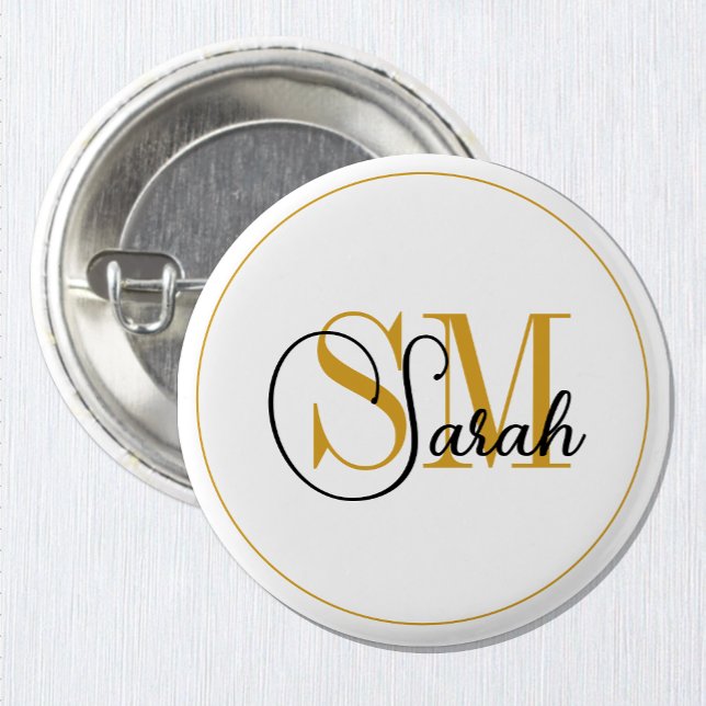 Monogrammed Name & Elegant Signature Button (Creator Uploaded)