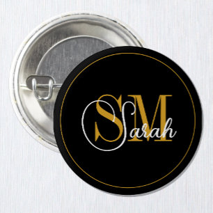 Monogrammed Name & Elegant Signature Button