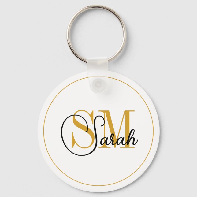 Monogrammed Name & Elegant Signature Keychain (Front)