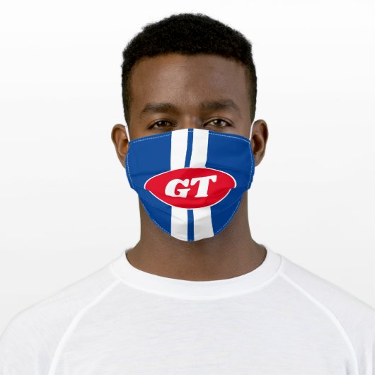 Monogrammed name face mask with racing stripes (Worn)