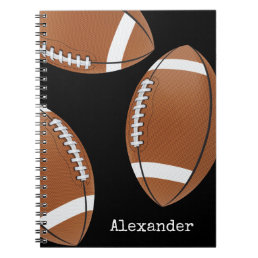 Monogrammed Name Football Black  Notebook