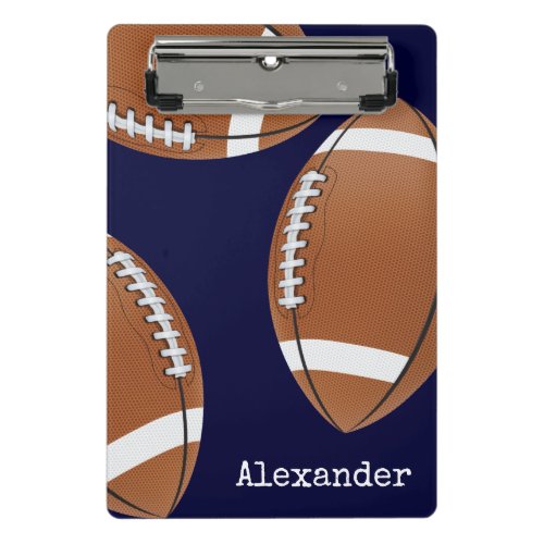 Monogrammed Name Football Navy Blue   Clipboard